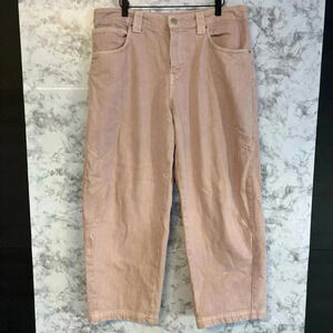 Zara Pants Women Size 10 Pink Cargo Carpenter Mom High Rise Ankle Twill Preppy